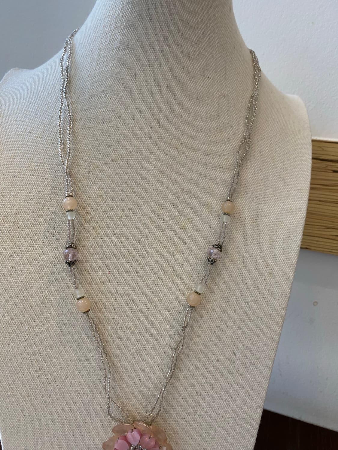 페어리 y2k 키치 러블리 핑크 비즈 플라워 목걸이 상품이미지8