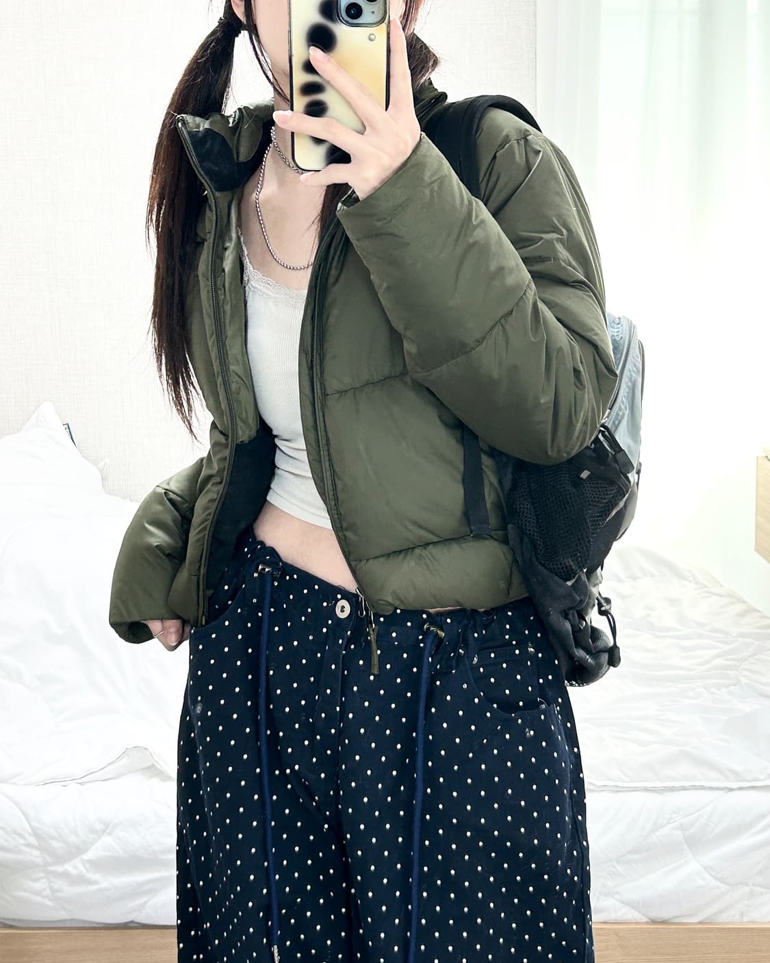 폴로 카키 투웨이 구스다운 숏패딩 상품이미지5