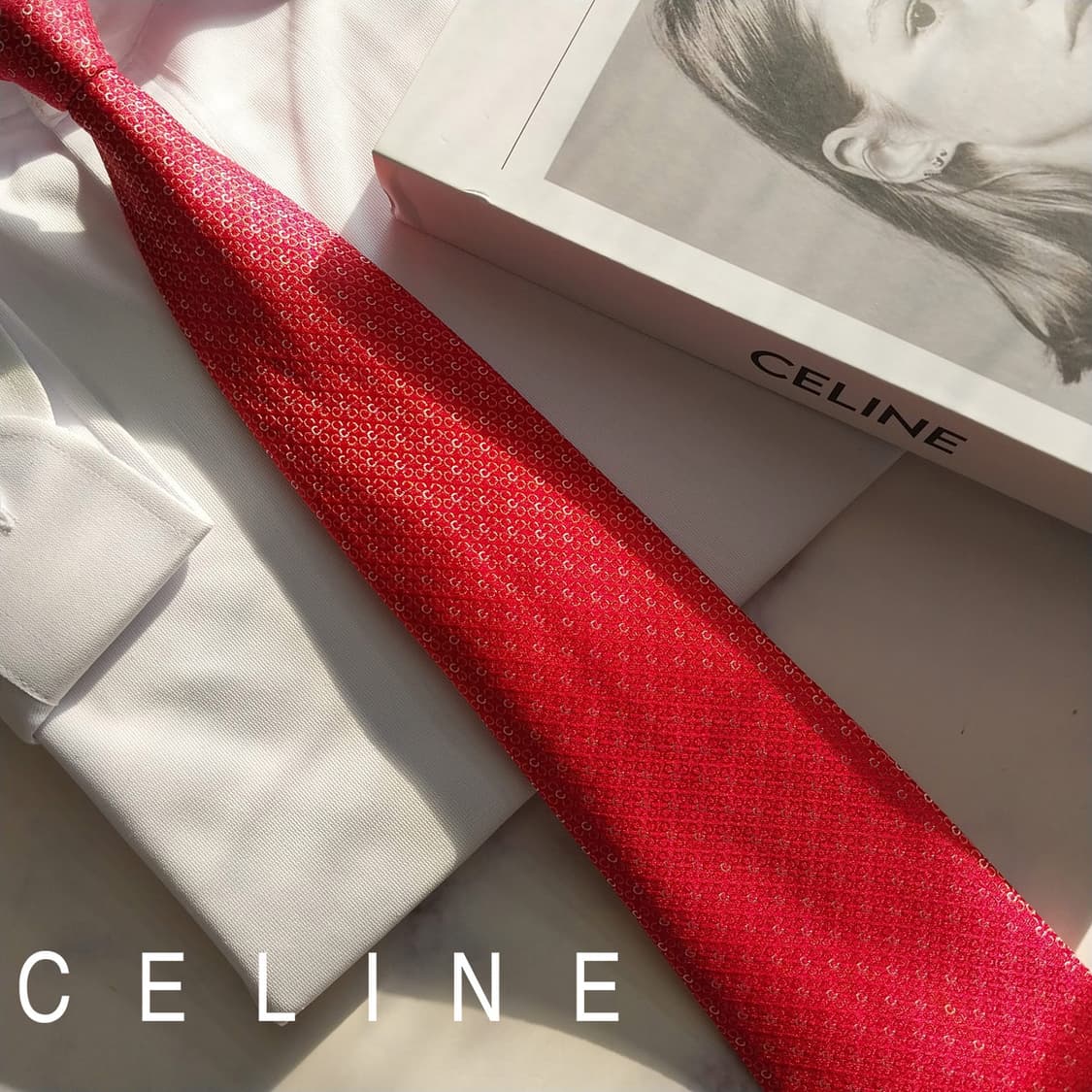 셀린느 실크 레드 C 패턴 넥타이 9.1cm A+등급 K1775
 상품이미지1