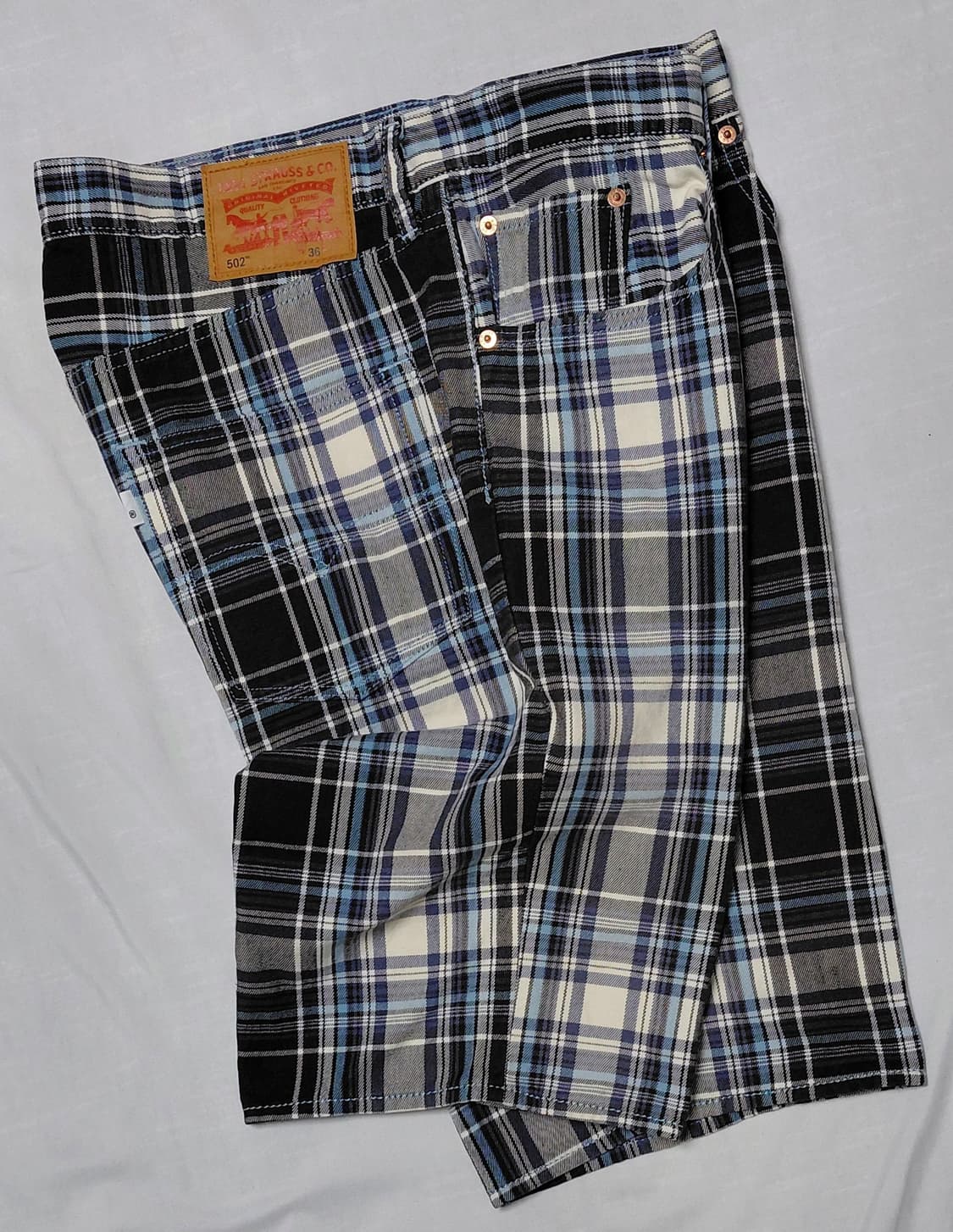 [W36] 리바이스 502 테이퍼드 체크 쇼츠 정품 상품이미지1