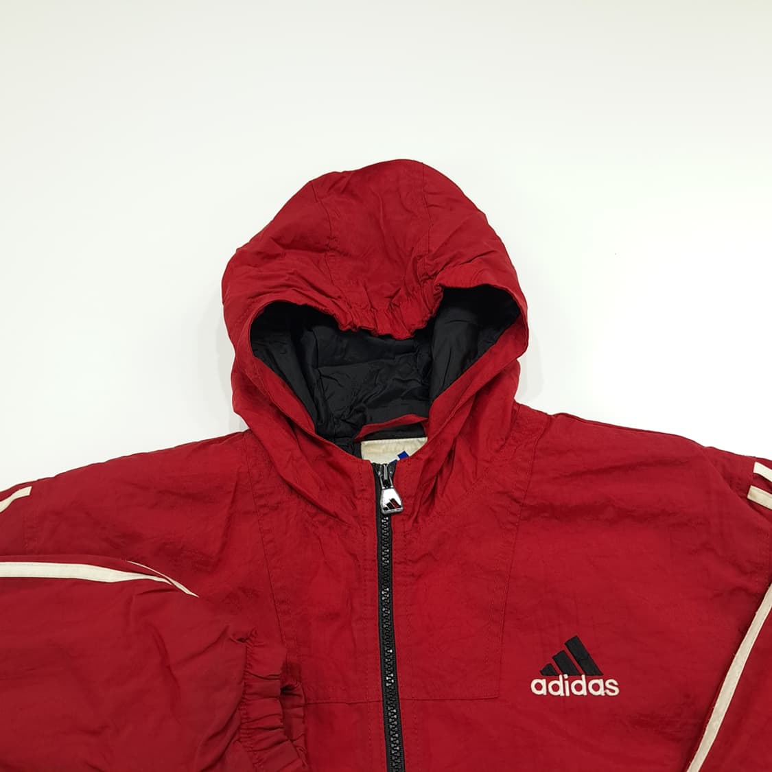 CN893 L 아디다스 레드 블랙 컬러블록 후드 자켓 점퍼 상품이미지3