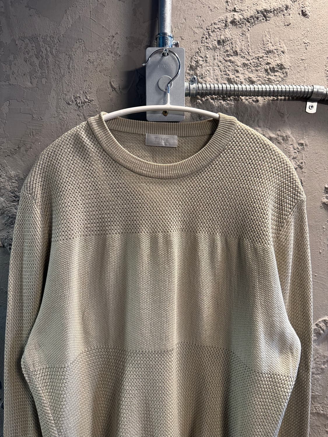 100 타임 TIME 텍스처 니트 라운드 니트 녹차 그린 상품이미지4
