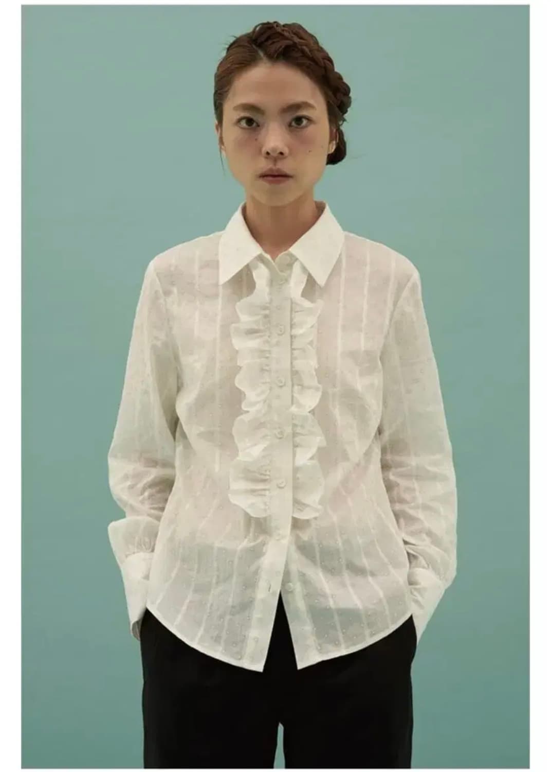 Teak 티크 러플 디테일 블라우스 ruffle detail blouse 상품이미지1