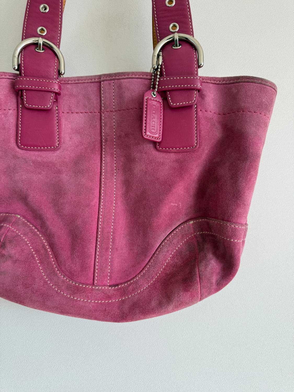 코치(COACH) 스웨이드&레더 토트백(때탐 있음) 상품이미지2