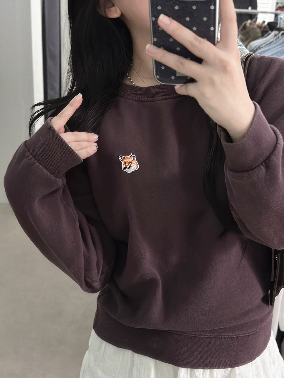 메종키츠네 폭스헤드 마룬 맨투맨  상품이미지2