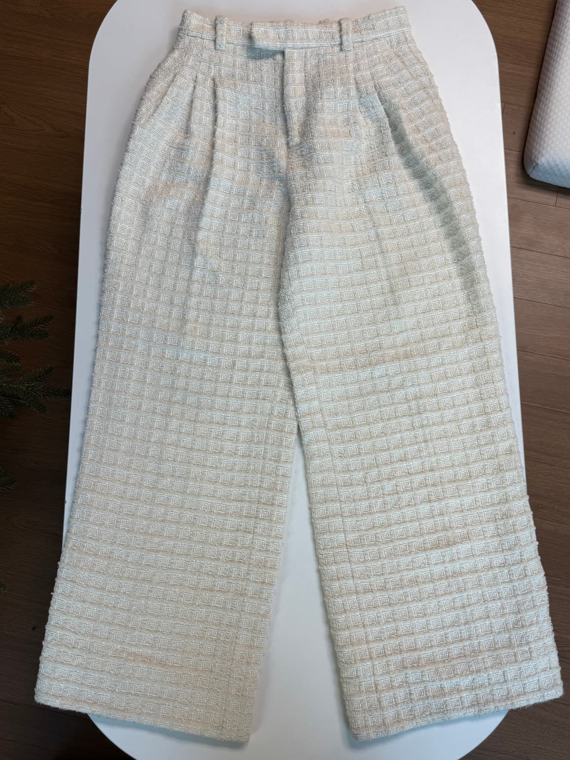 구찌 정품 아이보리 트위드 와이드 팬츠 36 상품이미지6