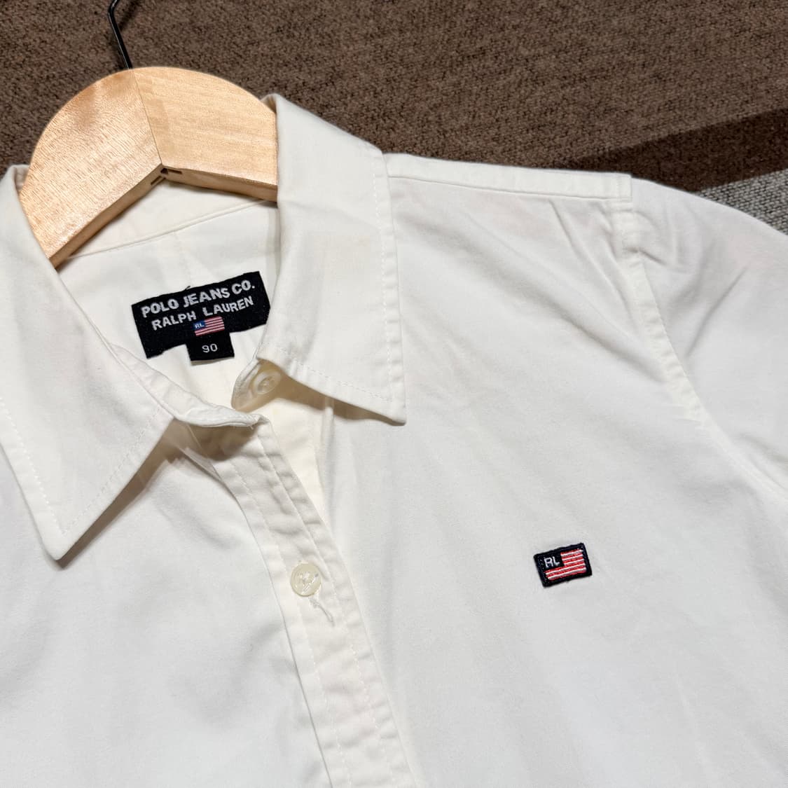 폴로 진스 랄프로렌 여성 성조기 반팔 셔츠 90 화이트 상품이미지2