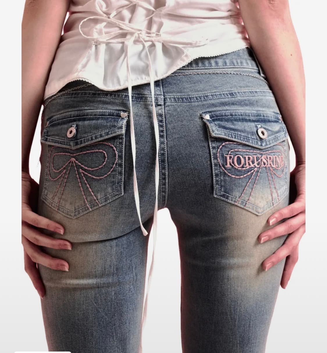 포어랑 리본 부츠컷 바지 상품이미지2