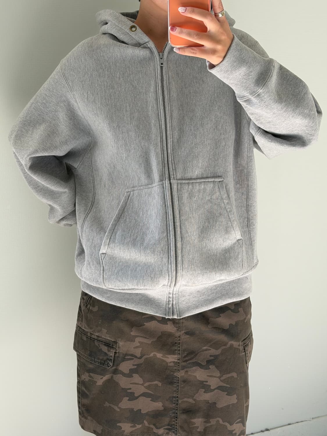일본빈티지 그레이 기모 후드집업  상품이미지3