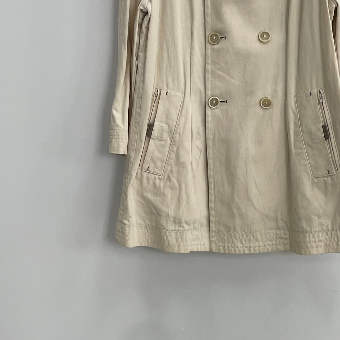 브루넬로 쿠치넬리 아이보리 코튼 더블 카 코트 상품이미지4