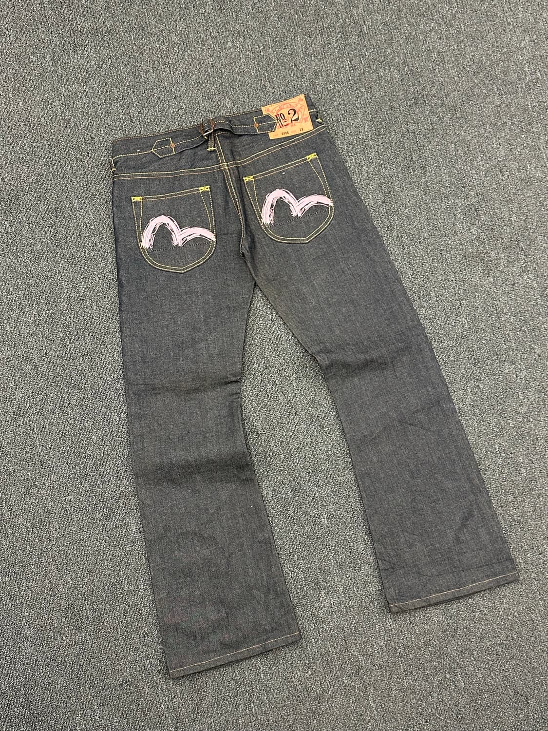 28)에비수 빈티지 포켓 핑크자수 신치백 여성 셍비지 데님팬츠  상품이미지1