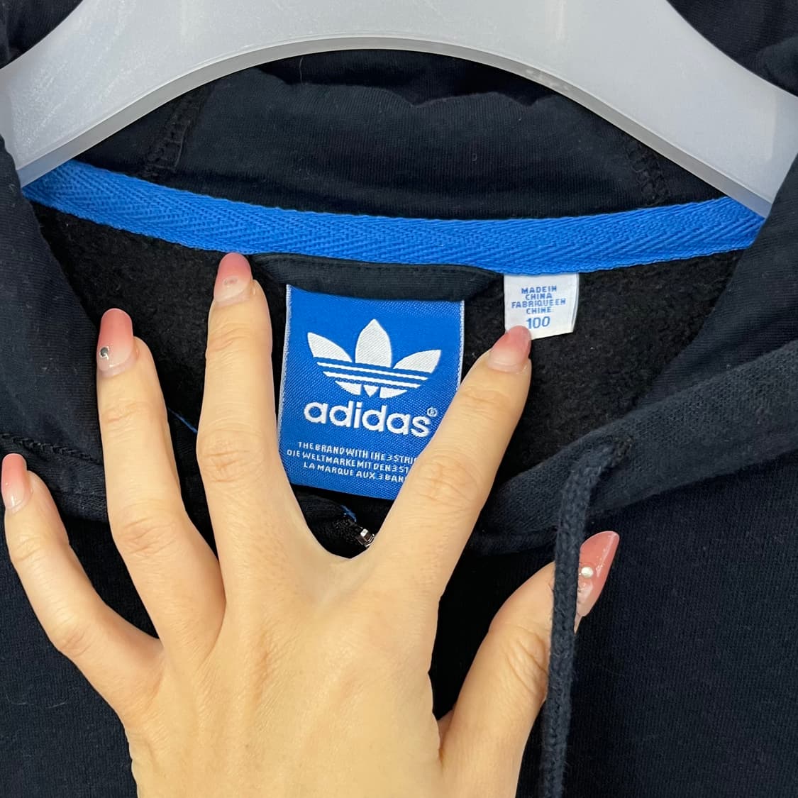 아디다스 파이어버드 자수로고 블랙 후드집업 상품이미지6