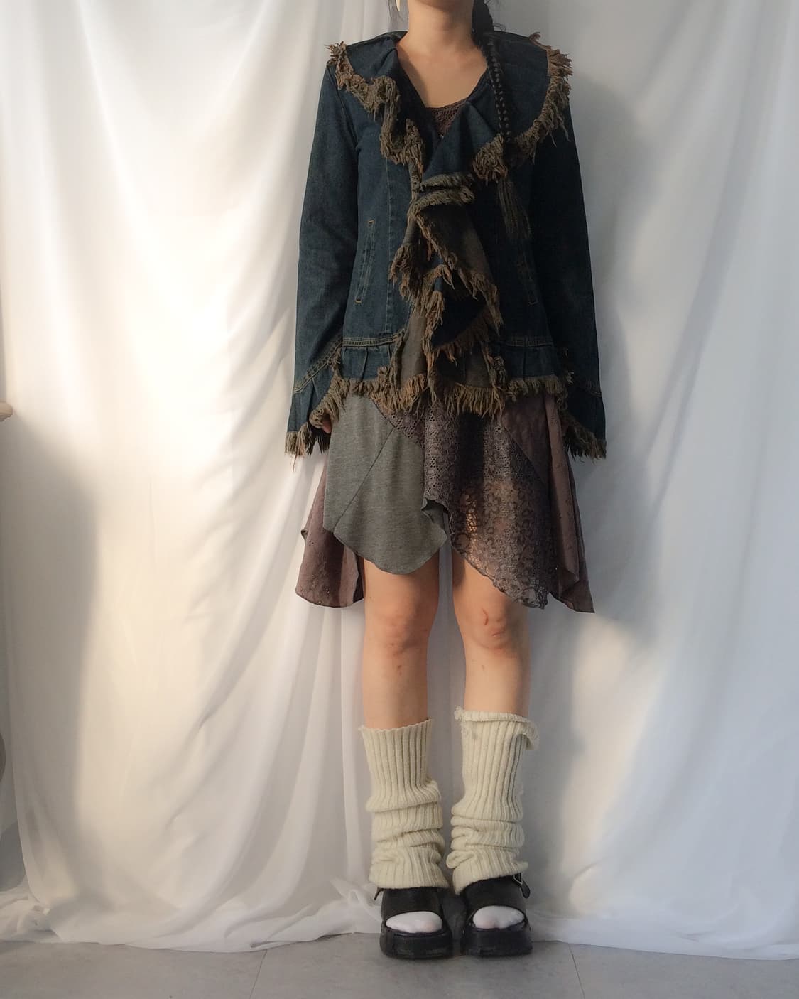 Fringe point ruffle denim jacket 상품이미지5