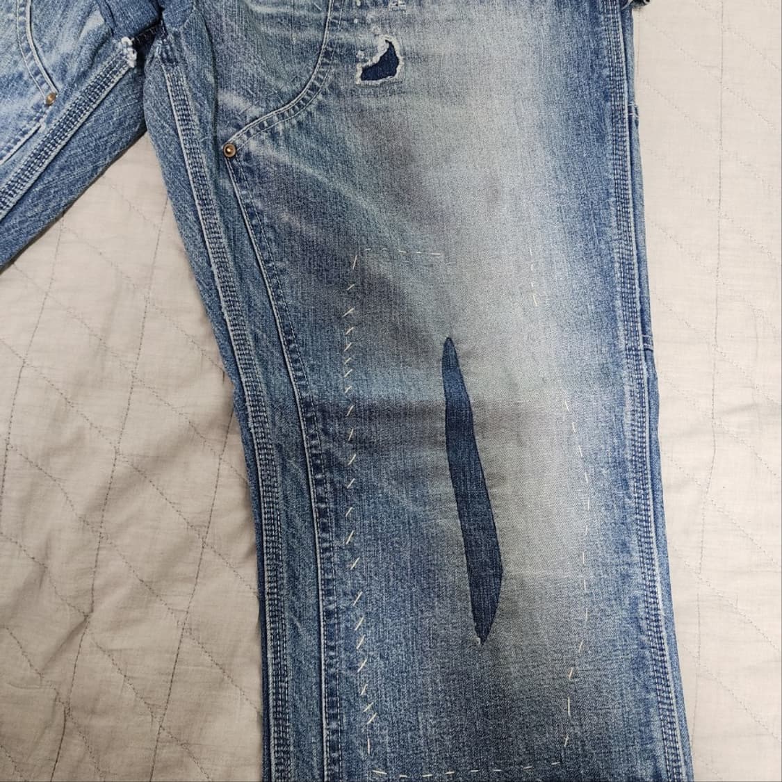 [M] 세인트미카엘 24aw 더블니 플레어 데님 상품이미지6