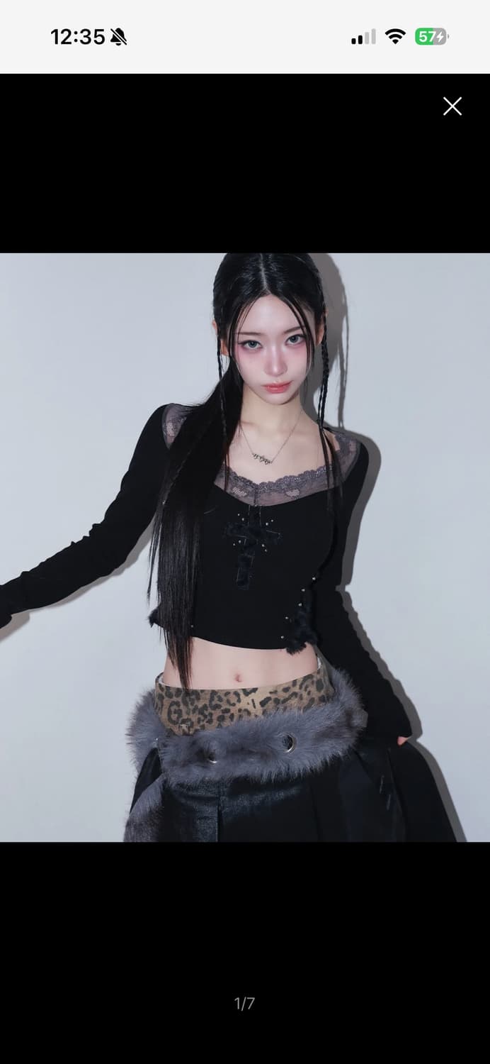 체리퀴리 cross patch lace sleeve - black 상품이미지1