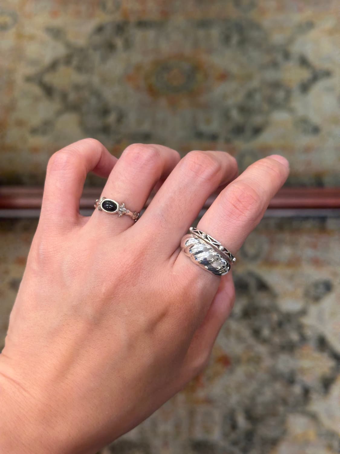 Antique Dot Thin Band 925 Silver Ring 상품이미지4