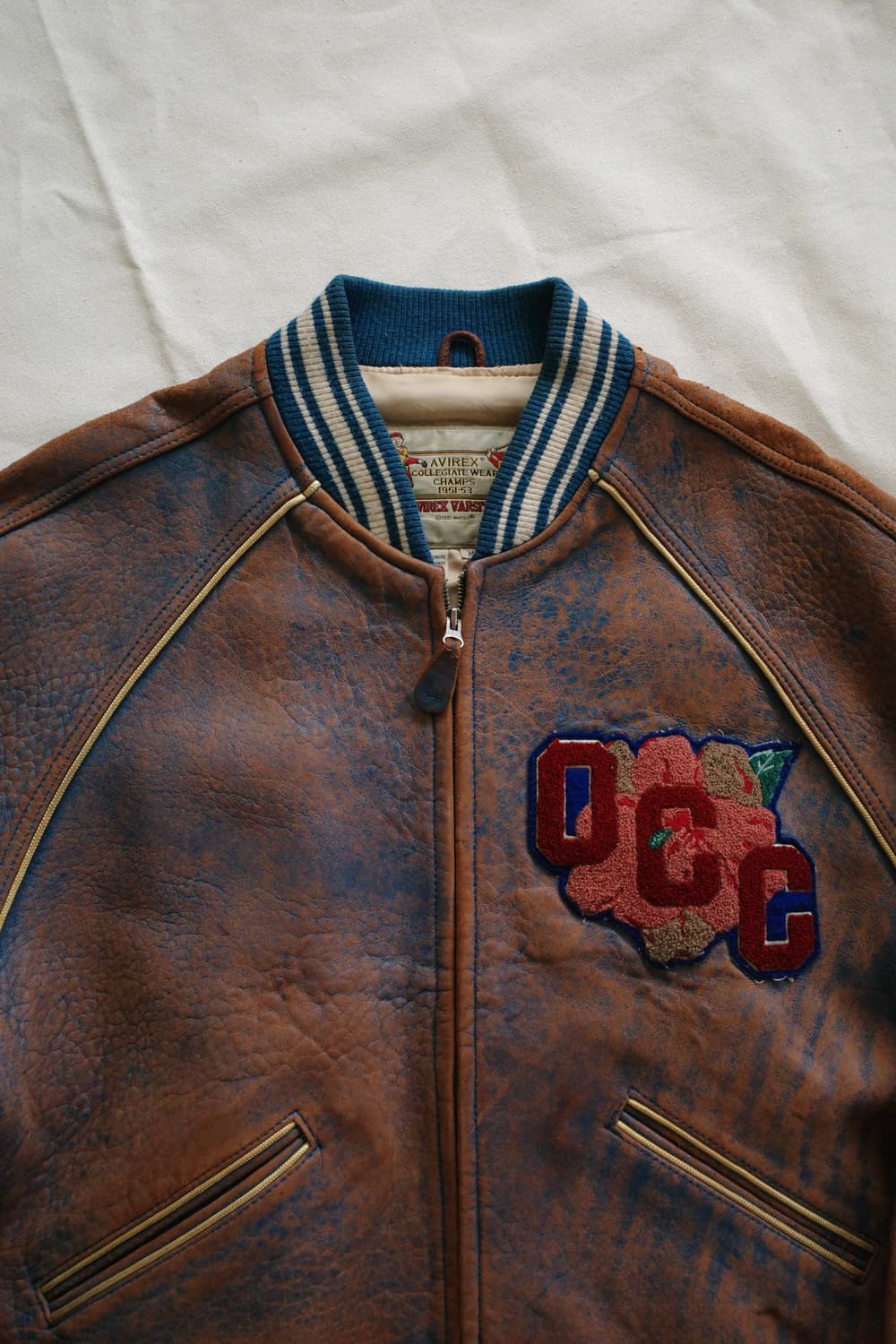 90s 아비렉스 레더 바시티 자켓 상품이미지4