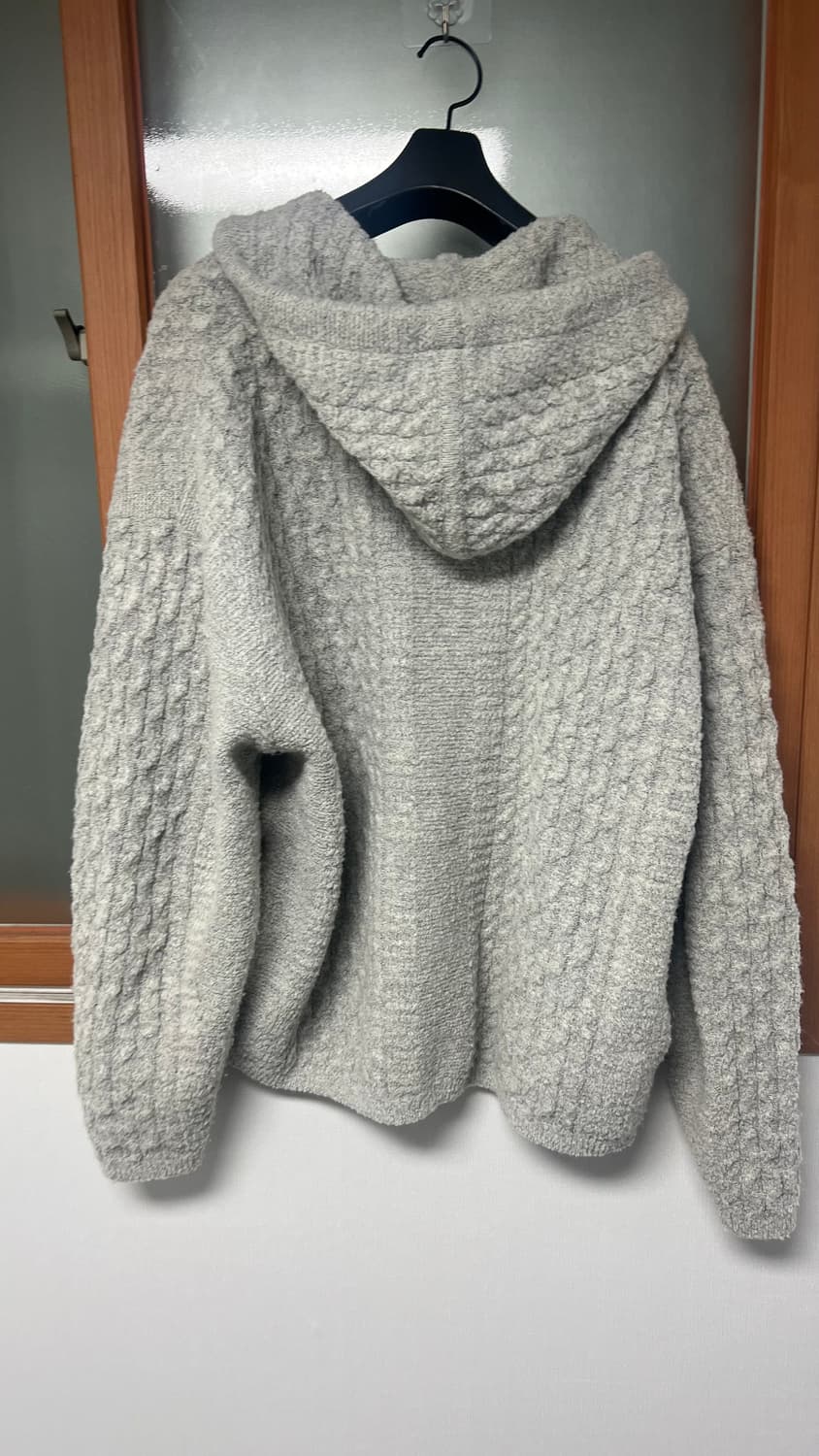 쿠어 링구사 케이블 니트 후드집업 그레이 L 상품이미지3