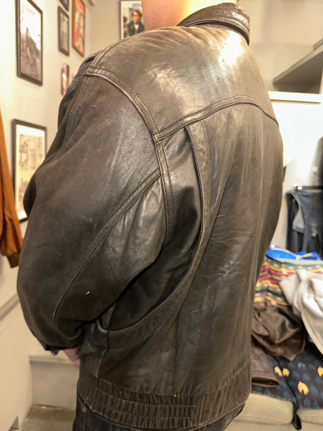 90’s Japanese lambskin leather bomber 상품이미지10