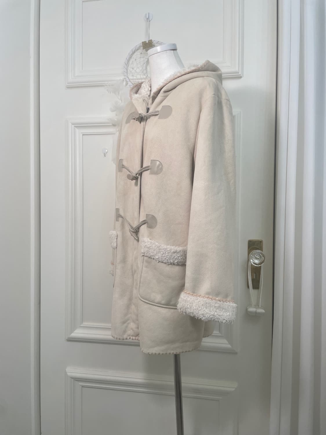 THEORIA cream ivory fur point hoodie coa 상품이미지2