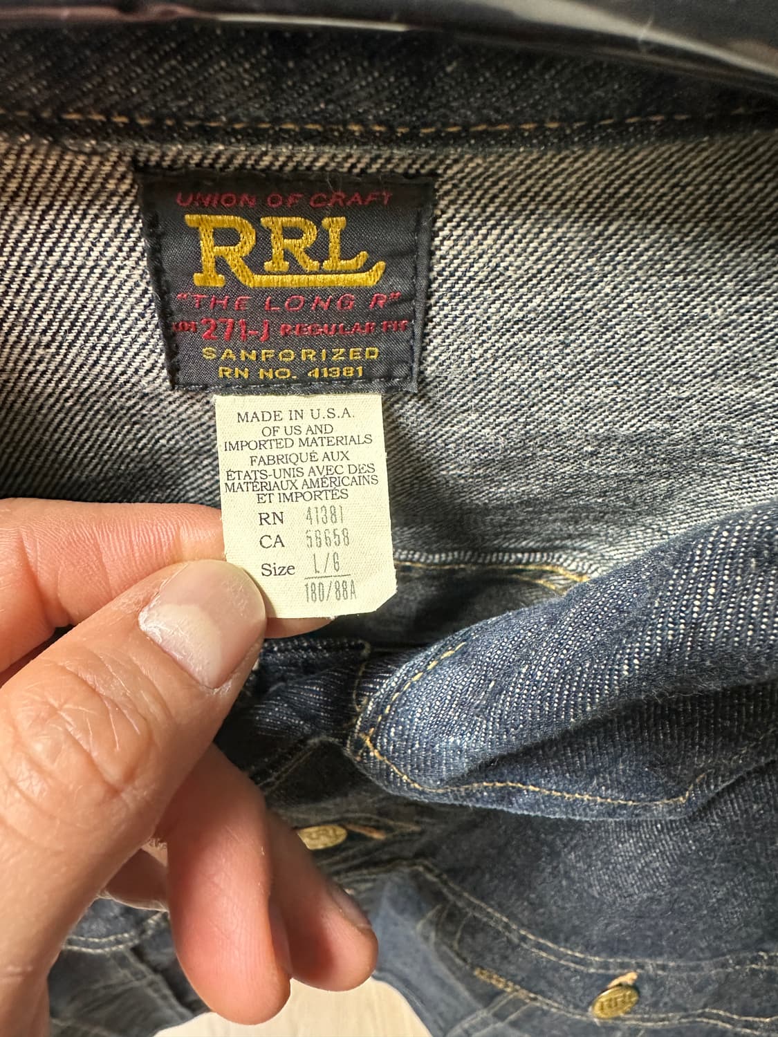 RRL 271 원워시 트러커 L 상품이미지3