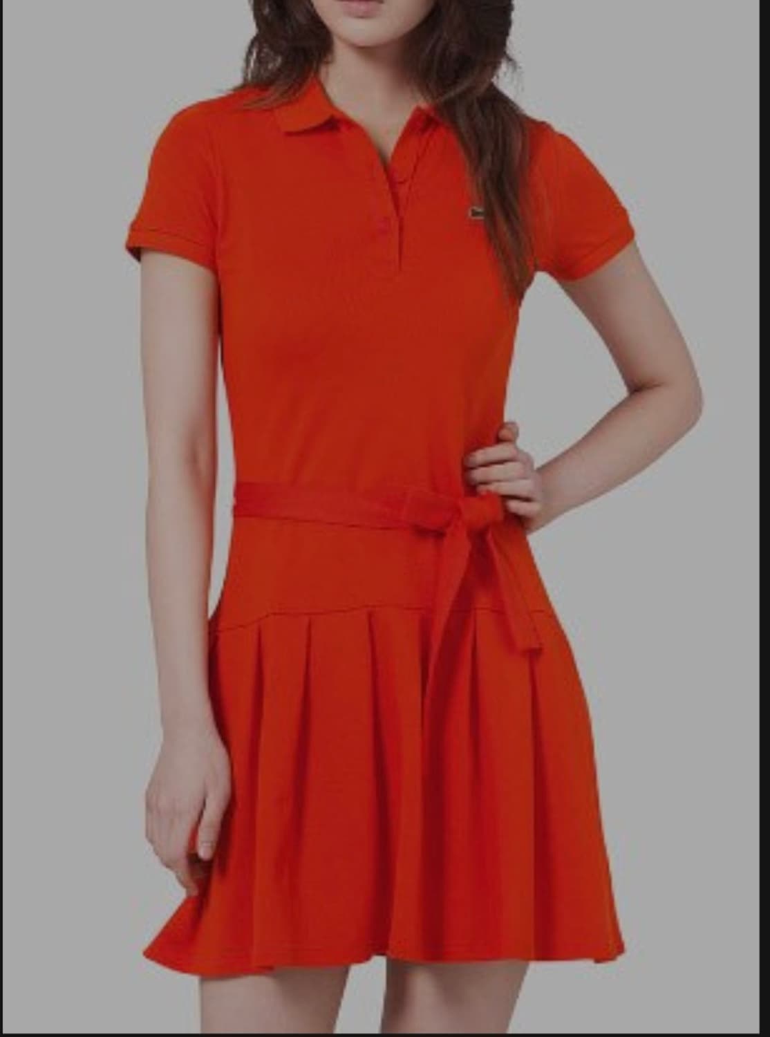 [LACOSTE] 라코스테 여성 슬림핏 피케 반팔 원피스 (레드/34사이 상품이미지1