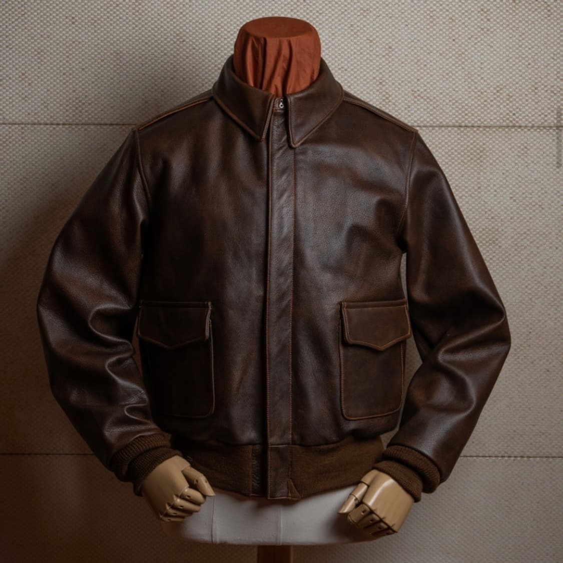 아카펠라클로딩 A-2 플라이트 가죽자켓 브라운 상품이미지1