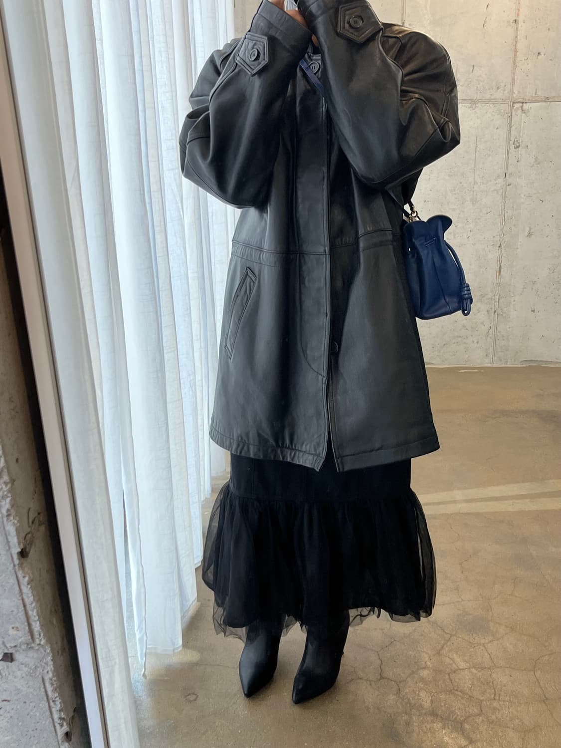 90s lambskin 양가죽  미디자켓 블랙 상품이미지3