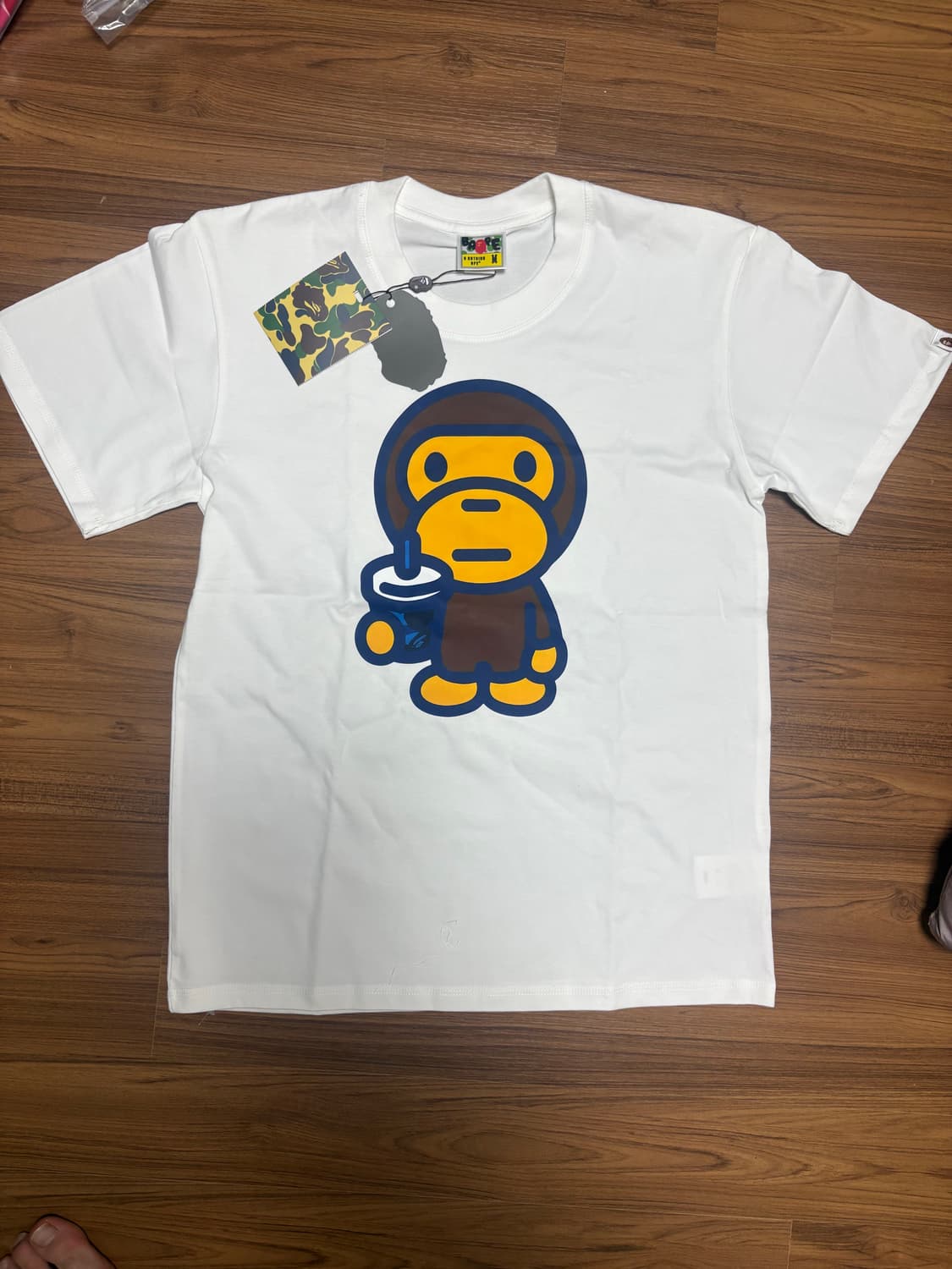 베이프 ABC 카모 베이비 마일로 쥬스 썸머 티셔츠 화이트 상품이미지2