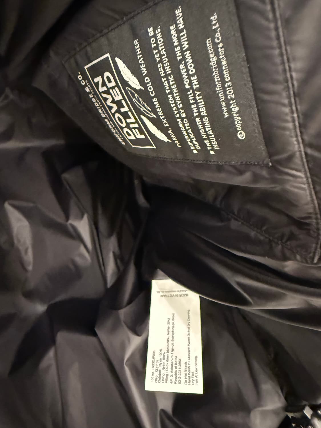 유니폼브릿지 light puffer down parka 블랙 xl 패딩 상품이미지5