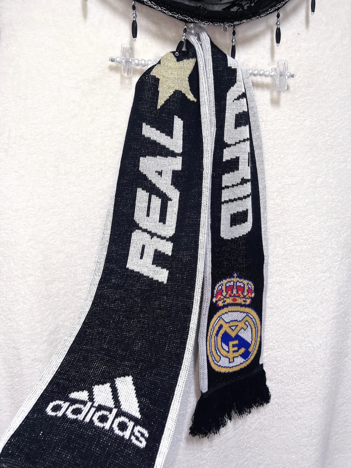 아디다스 adidas 레알 마드리드 블랙 머플러 목도리 삼선 스포츠 상품이미지9