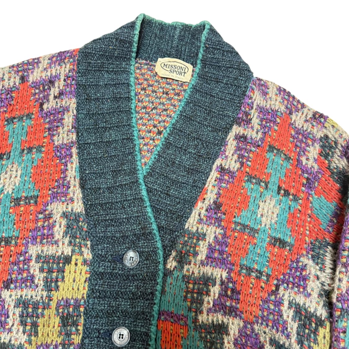 미쏘니 이태리 청록 패턴 니트 가디건 상품이미지4