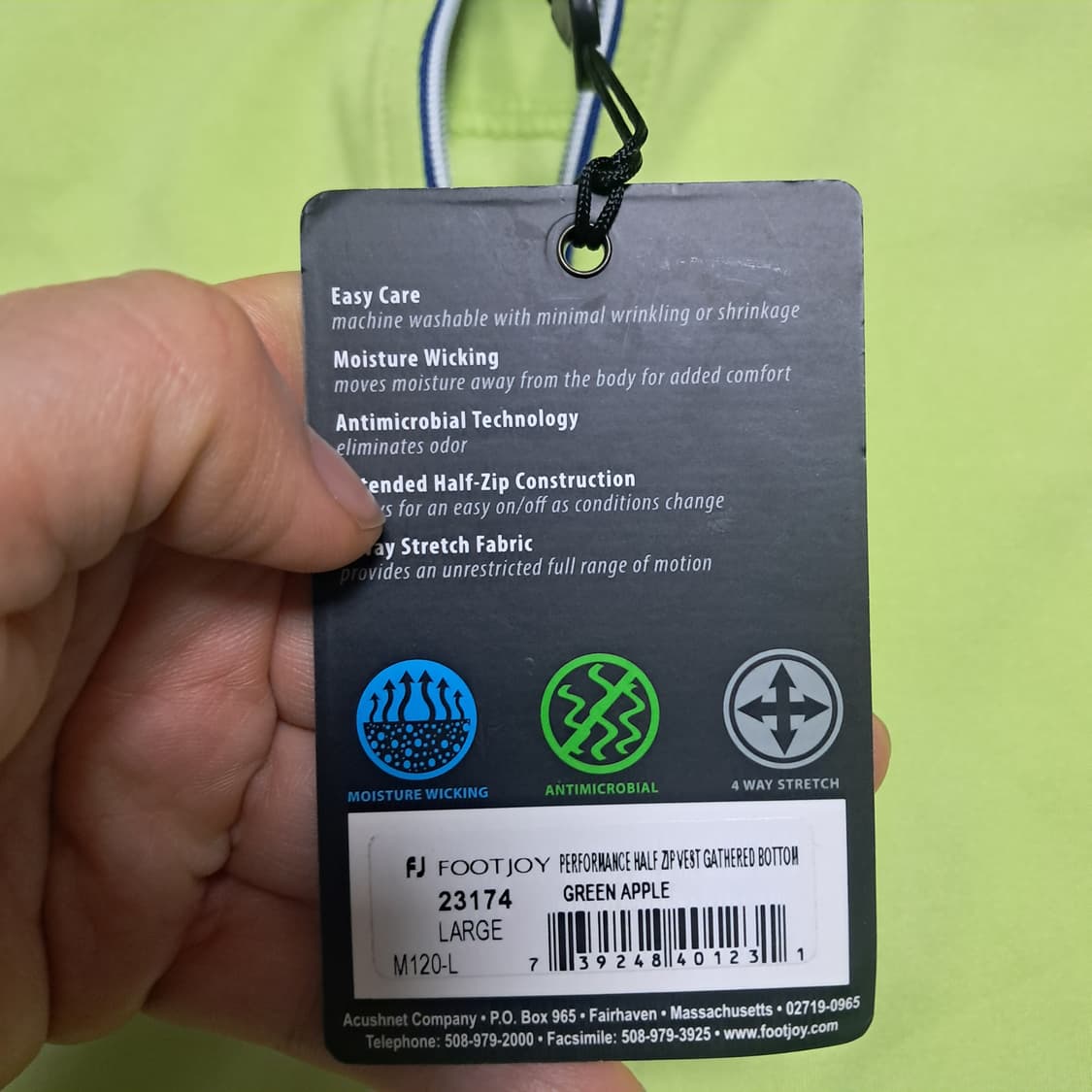 (새제품)풋조이 남성 퍼포먼스 하프 집업 베스트 조끼 L 상품이미지4