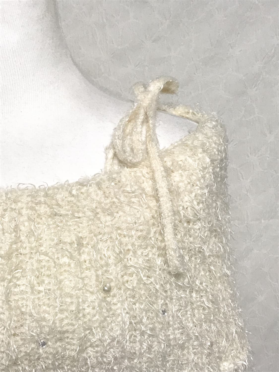 빈티지 액시즈팜 히메갸루 라떼갸루 진주 레이스 오프숄더 니트 상품이미지3