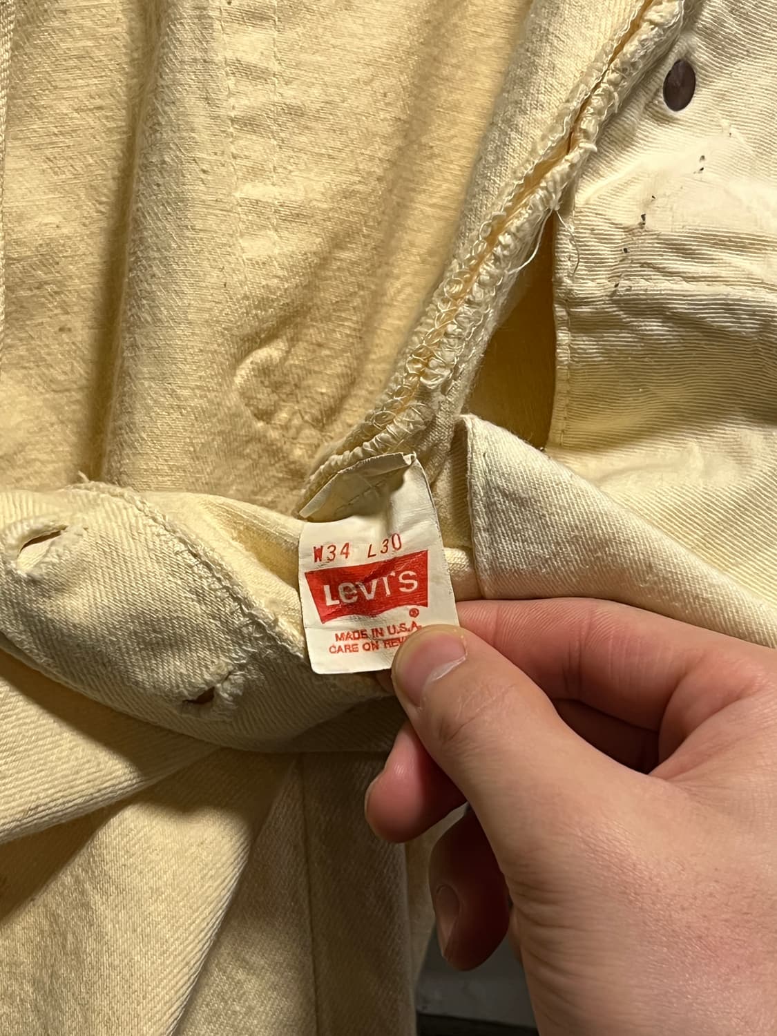 [34]90's 리바이스 501 USA 크림옐로우 데님 팬츠 S41 상품이미지7