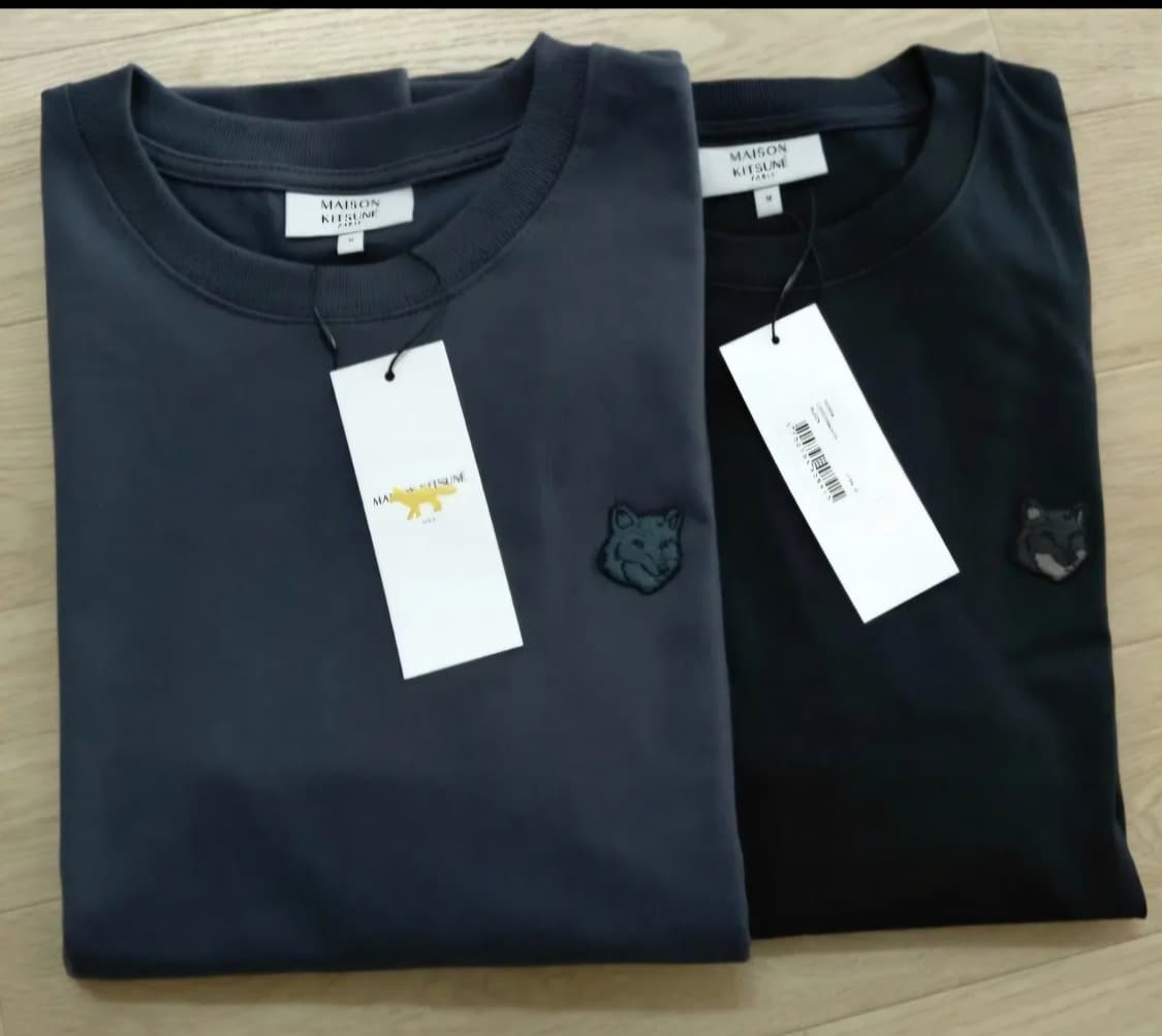 메종키츠네 그레이 폭스  롱슬리브 블랙/네이비 큐알인증 수입제품 상품이미지1