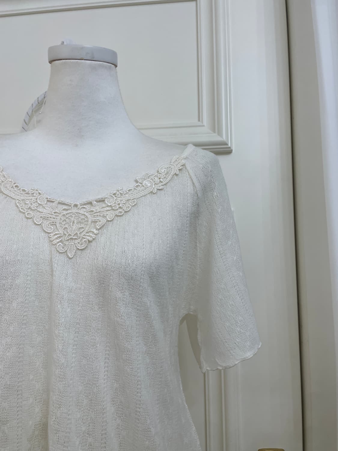 ivory lace point mori knit top(size-L) 상품이미지7