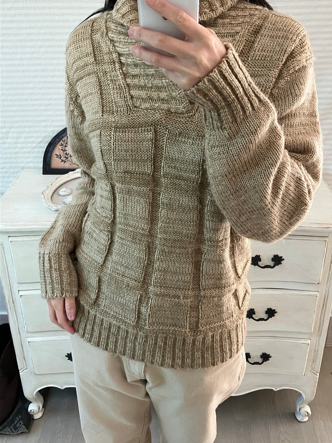 jpn vintage 베이지 카이넥 와플 니트 y2k 스트릿 갸루 펑키 상품이미지2