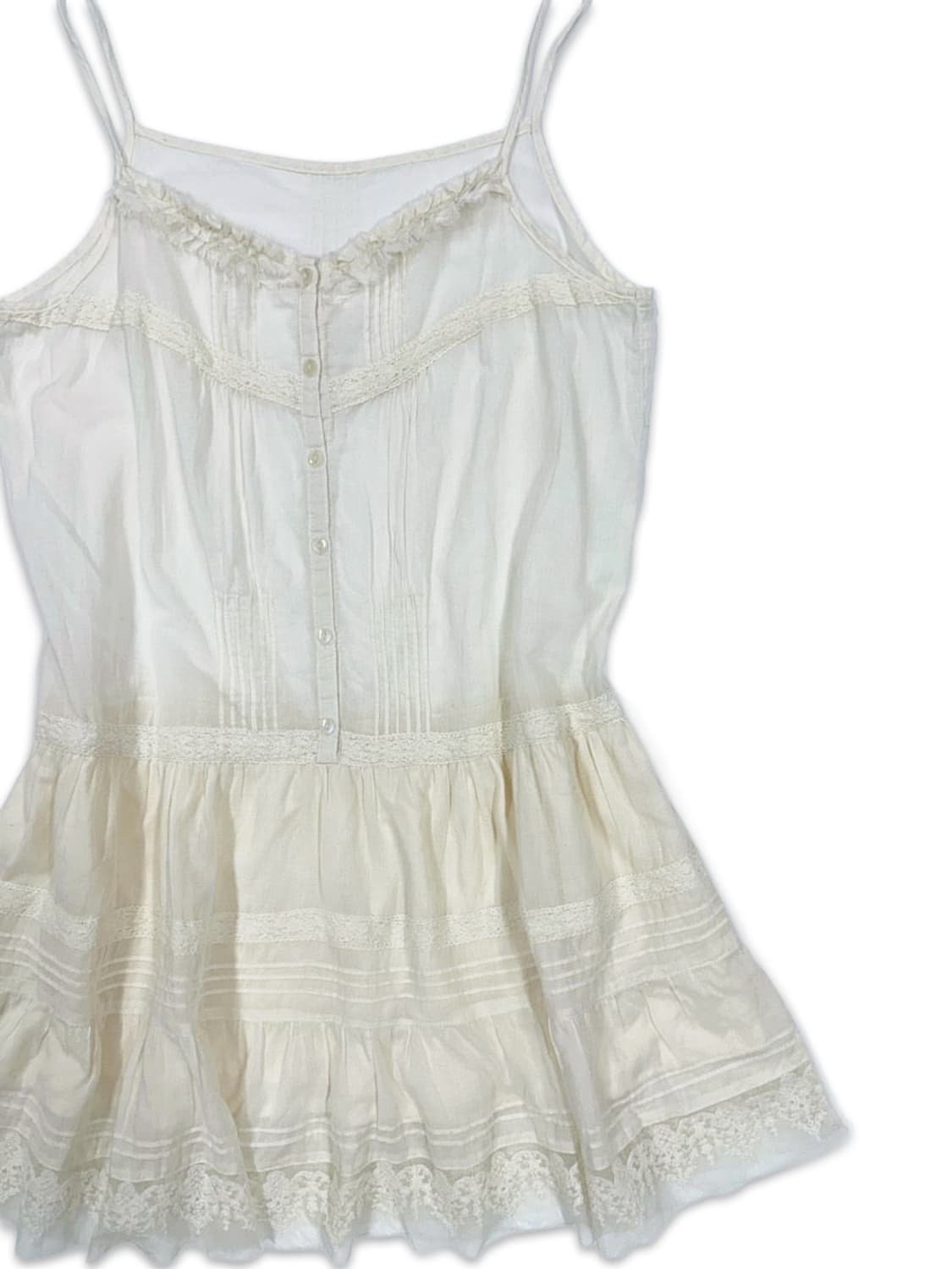 빈티지 Lowrys Farm 모리 레이스 프릴 레이어드 슬리브리스 상품이미지2