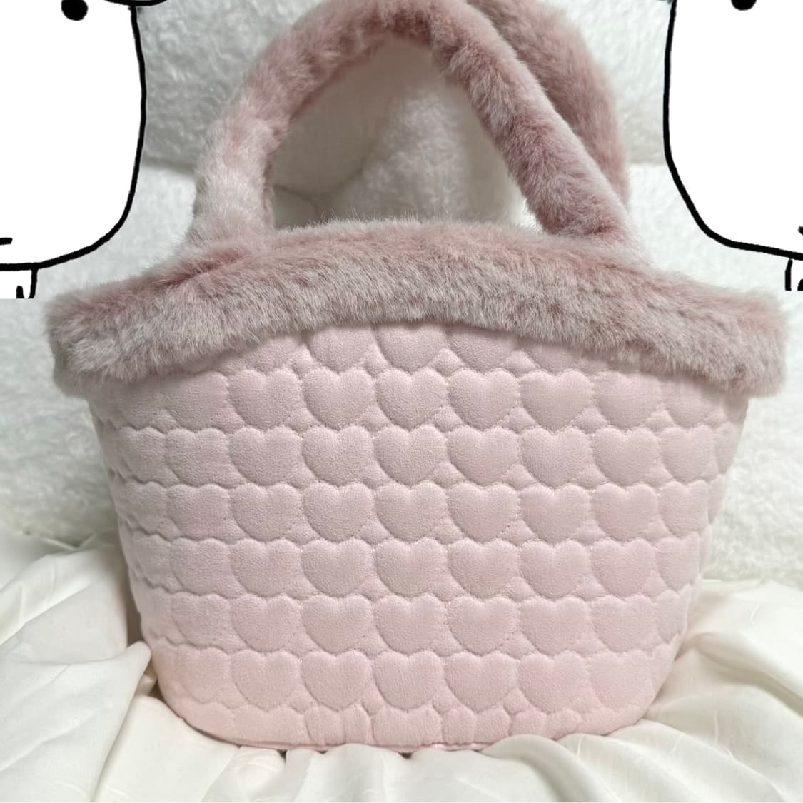 사만다타바사 핑크 하트 퀼팅 토트백 빈티지 상품이미지3