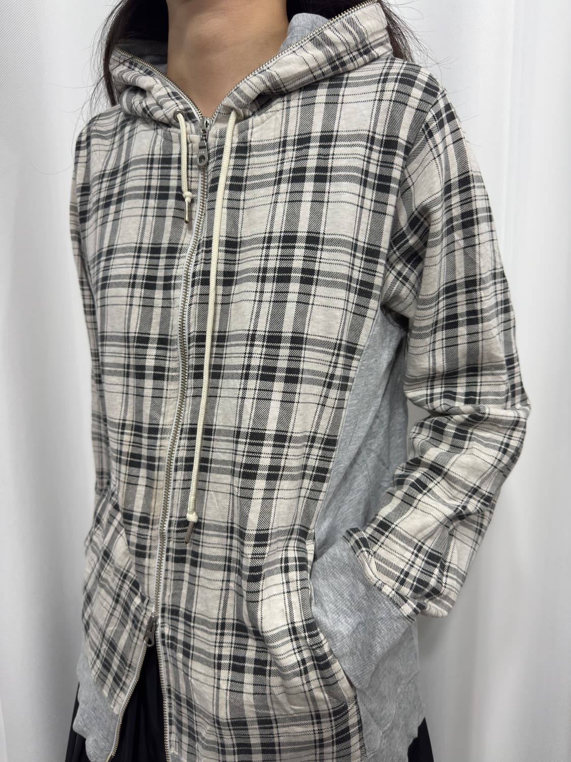 takeo kikuchi check hood twoway zipup 상품이미지2