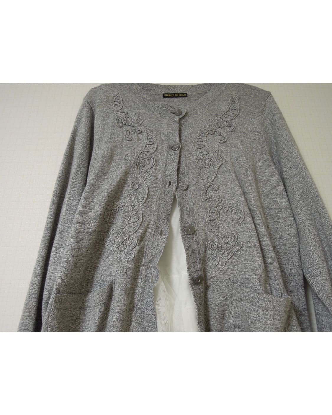 앤틱 자수 페어리 샵페어리 그레이 가디건 모리 하구미 상품이미지2