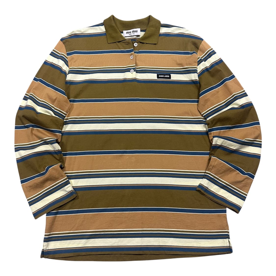 ✨ (바배) 미우미우 스트라이프 폴로 셔츠 카라 롱슬리브  상품이미지1