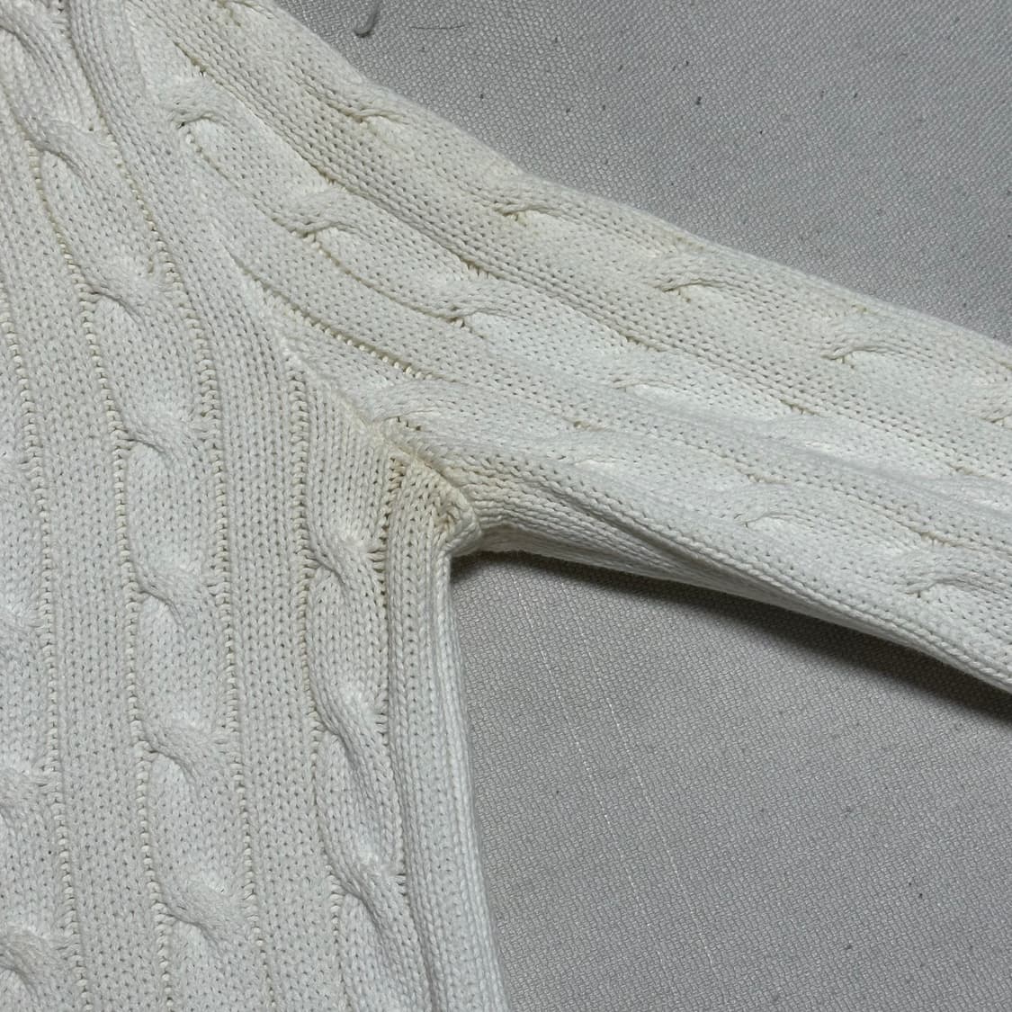 S 폴로랄프로렌 여성용 케이블 브이넥 화이트 니트 상품이미지7