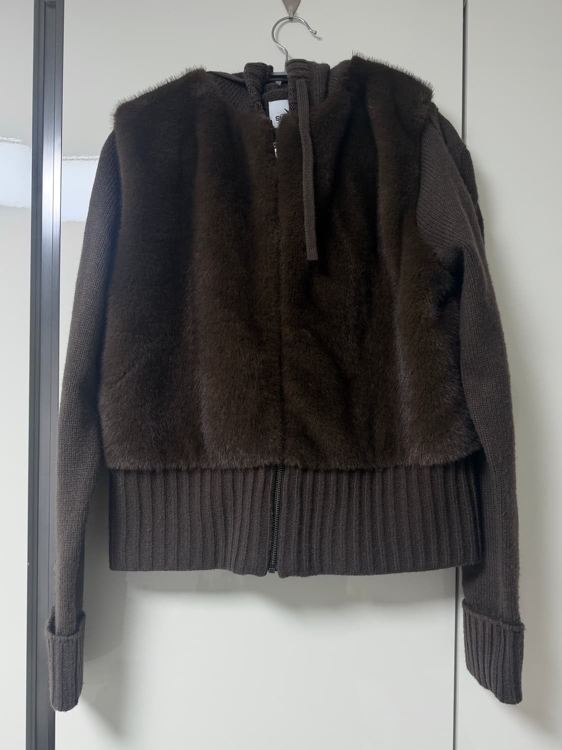 썬러브 W Faux Fur Knit Zip Jacket Brown 상품이미지4