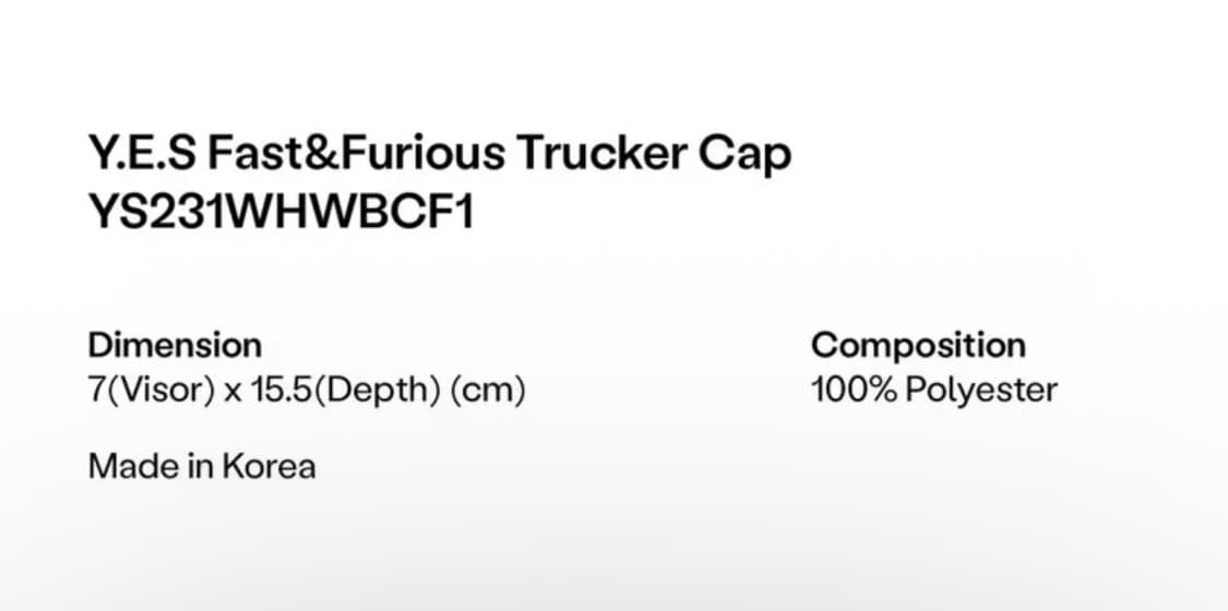 예스아이씨 Y.E.S x Fast & Furious 트러커 캡 모자 블랙 상품이미지4