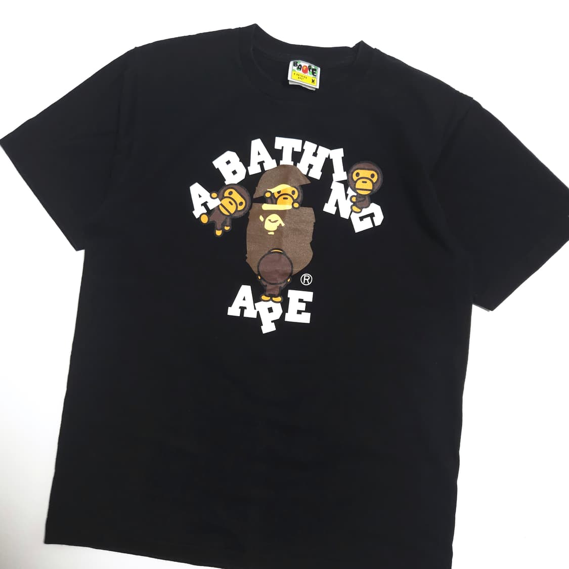 베이프 BAPE 컬리지 마일로 반팔 티셔츠 블랙 상품이미지3