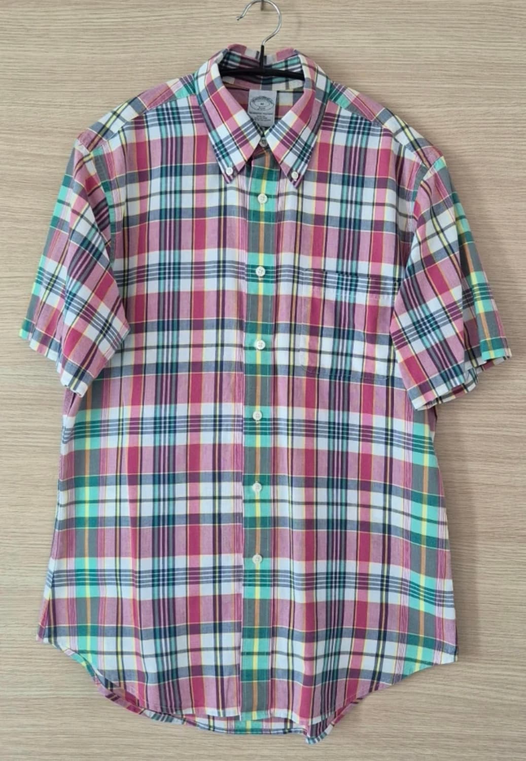 브룩스브라더스 반팔 체크 버튼다운 슬림핏 마드라스 셔츠 상품이미지1