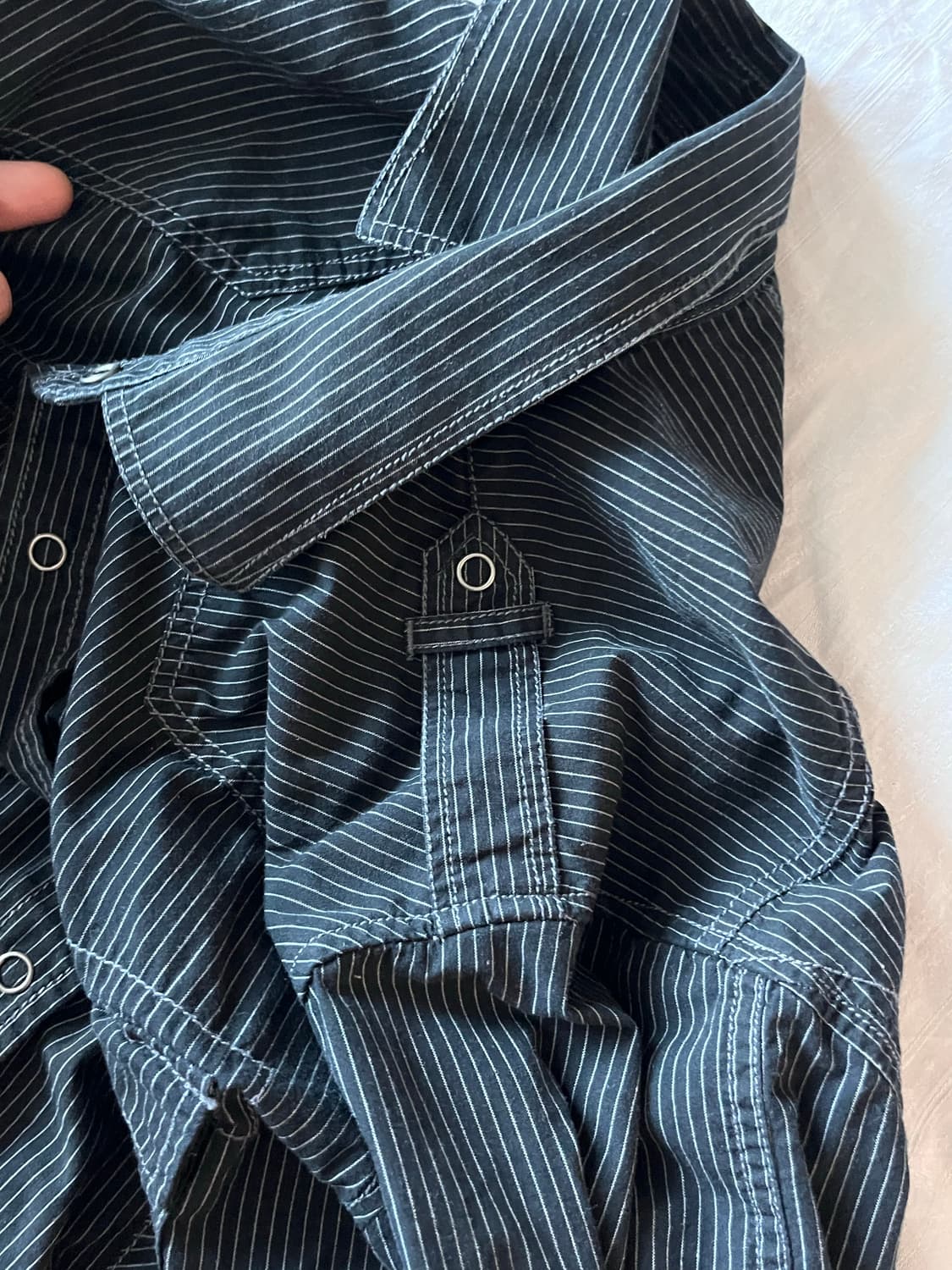 Vintage Rock Chic Pinstripe Shirt 상품이미지3