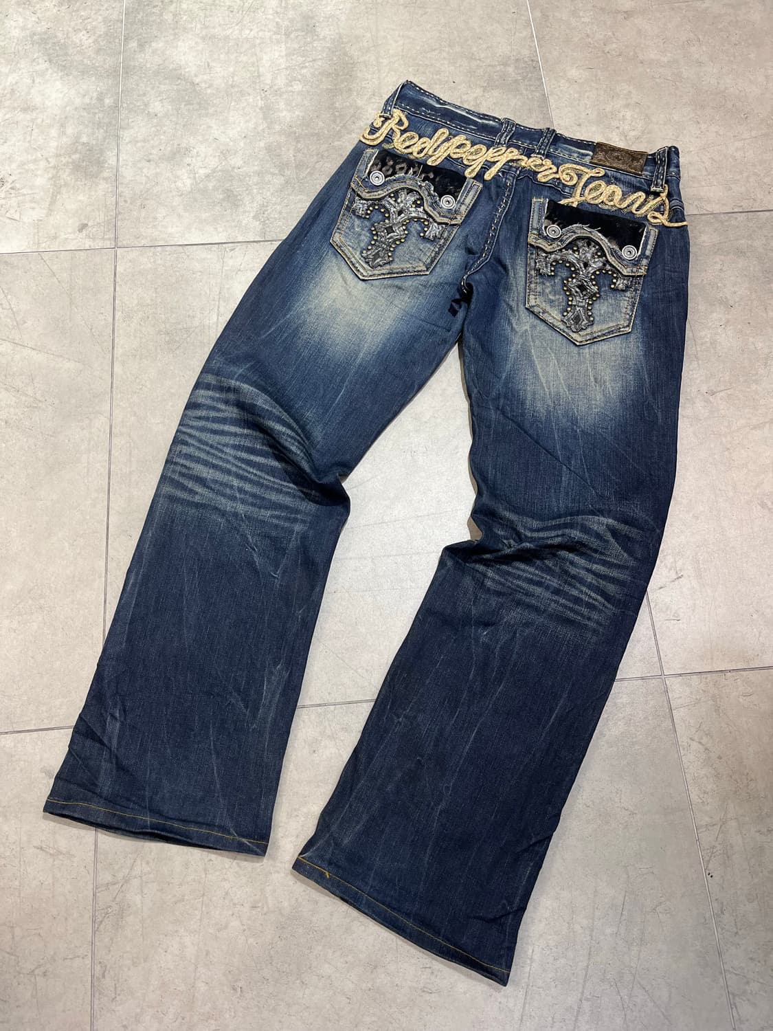 RED PEPPER 락펑크 십자가 와이드 데님 팬츠  상품이미지1